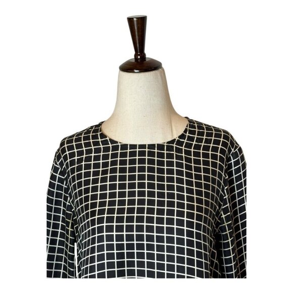 Rachel Zoe Dress Women 4 Black Ivory Silk Anika Grid Print Ruffle Hem Mini - Picture 4 of 12